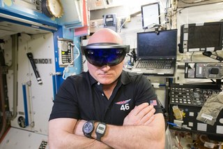 Scott Kelly using HoloLens in the ISS Destiny lab